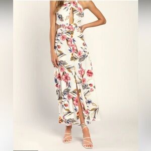 Lulus White Wrap Maxi Dress with Cut Out and Slit